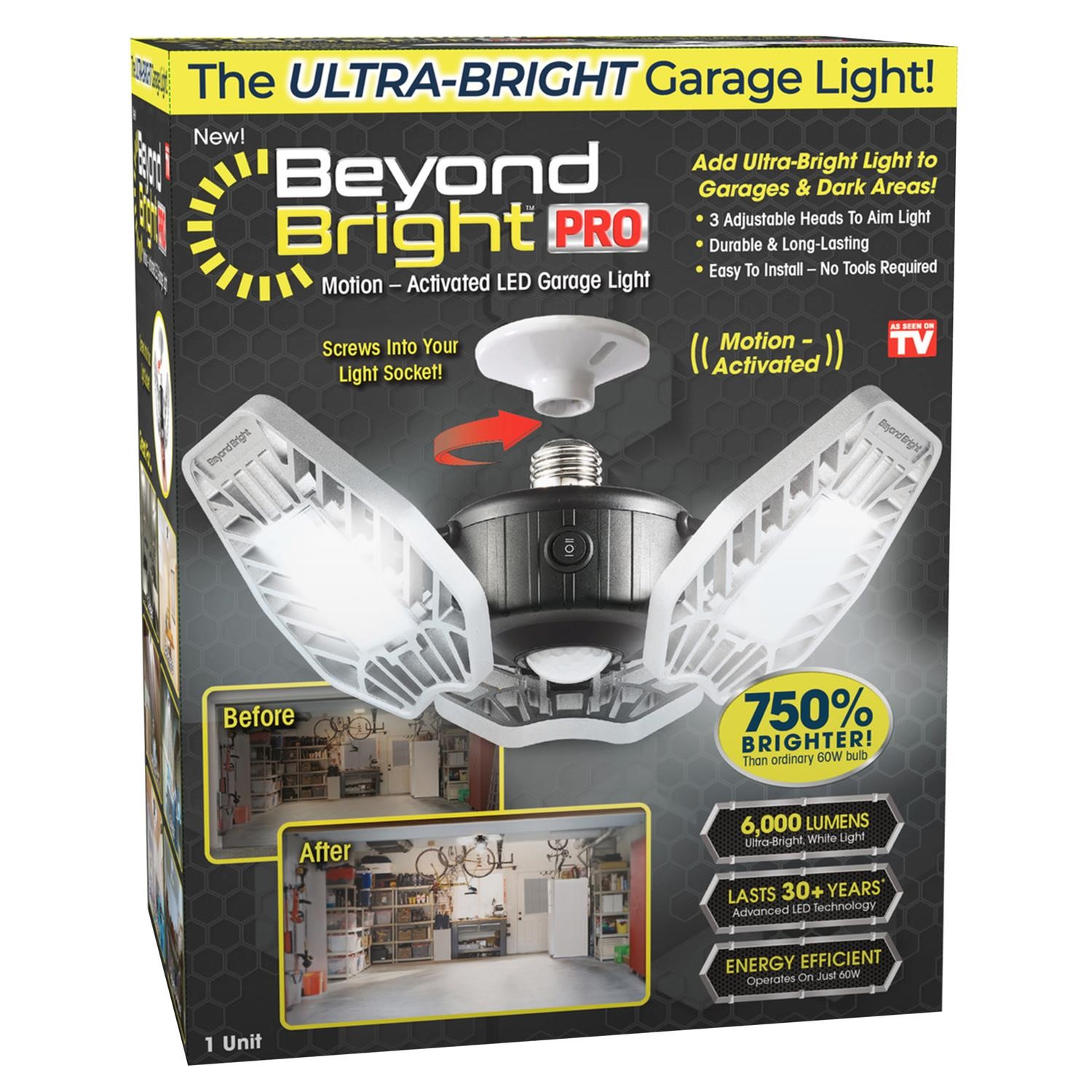 2PK Motion Activated LED Garage Light Plastic