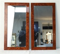 Two Contemporary Burlwood Mirrors