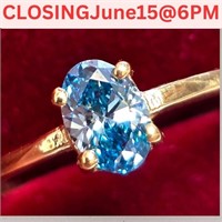 $3800 10K  1.5G Lab Lue Diamond 0.55Ct Ring