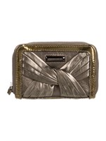 Burberry Brown & Metallic Leather Compact Wallet