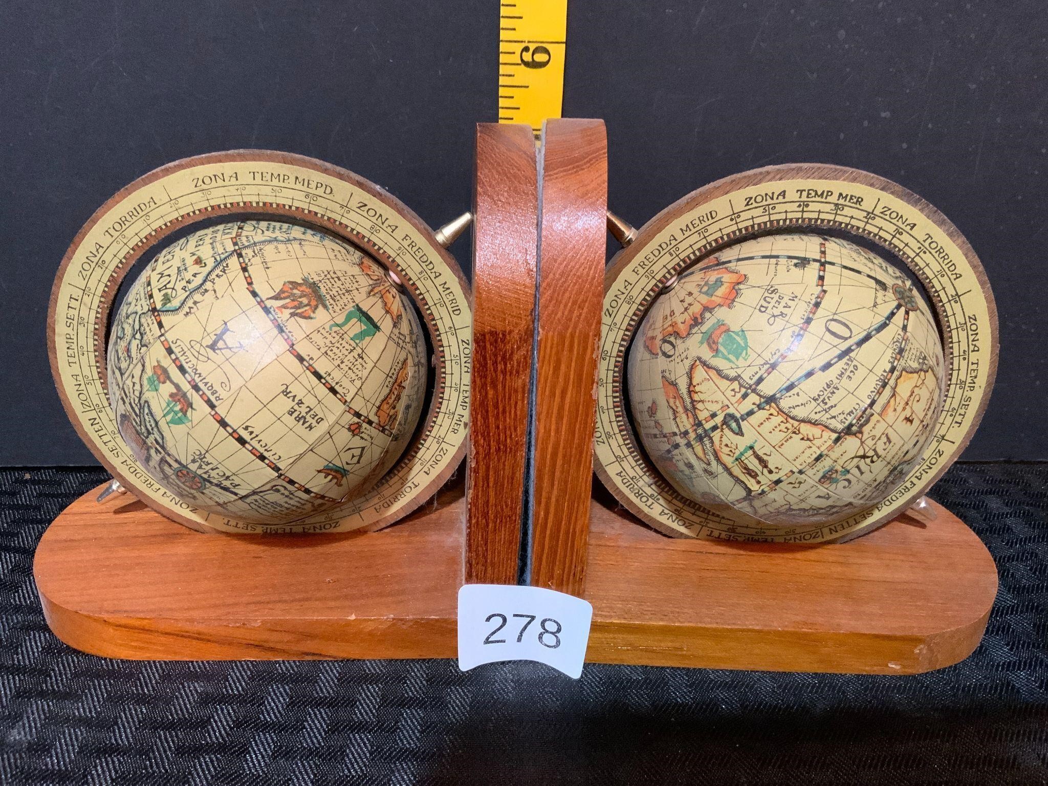 Wooden Globe Bookends