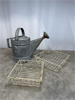 Metal Watering Can and Planter Baskets