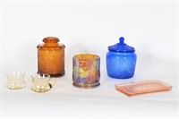 Vtg Glassware- Pink,  Amber, Cobalt, Carnival