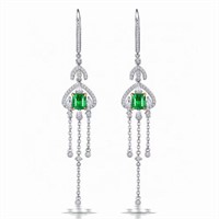 2ct natural Colombian emerald earrings in 18K gold