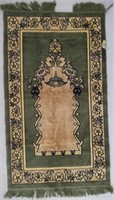 Khokhar Green Velvet Islamic Prayer Rug