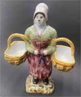 (E) French Faience Pottery Double Sided Figural