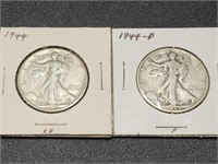 Two 1944 Walking Liberty Half Dollars