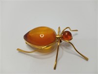 Jelly Belly Amber Insect Ant Brooch Stamped 8pr