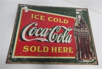 Metal Ice Cold Coca-Cola advertising sign.