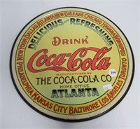 Tin Coca-Cola round sign. Measures:
