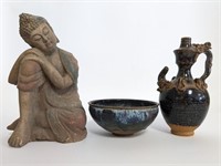China Bhudda, Wine Pot, and Bowl