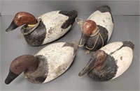4 vintage wooden canvasback duck decoys-