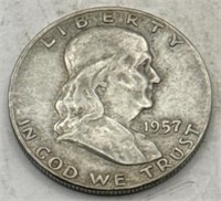 (KC) 1957d Silver Franklin Half Dollar Coin