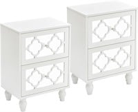 White Nightstand Set of 2 with Drawers
