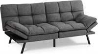 Sweetcrispy Leather Futon Sofa - Dark Grey