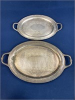 (2) Serving trays, one is silver plated