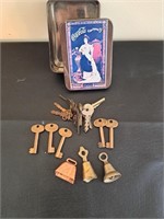 Antique Keys, Mini Brass Bells, Coca Cola Tin