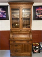 Cylindrical Desk with Bookcase Top