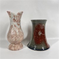 Pottery Vase w/ Marble Style Vase