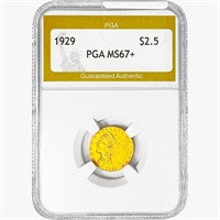 1929 $2.50 Gold Quarter Eagle PGA MS67+