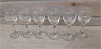 6 Matching Etched Floral Glasses