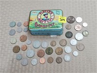 Players Navy Cut Cigarettes Tin w/ Foreign Coins