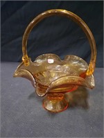 Vintage Viking Glass Amber Basket