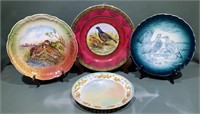 4 VARIOUS HAND PAINTED GAME BIRD PLATES