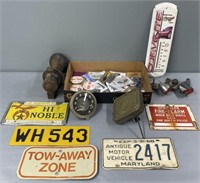Road Signs & Car Parts Lot Collection