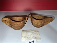 HAND CARVED OLIVE WOOD CUPS