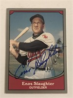 Enos Slaughter Signed Card HOF 'er