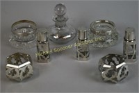 8 SMALL PCS STERLING SILVER ON CRYSTAL OVERLAY