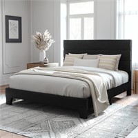 Allewie Queen Size Platform Bed Frame with Velvet