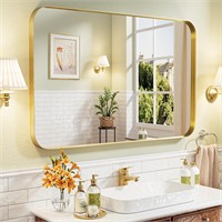 Gold Bathroom Mirror 48x30 Inch, Gold Wall Mirror