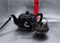 2 Teapots Hand painted Japan Vintage Kitchen