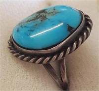 Ring, Turquoise, Silver, About Size 7.5