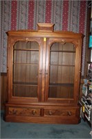 Antique Walnut Victorian Glass Door Bookcase