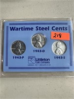 1943 P.D.S STEEL WHEAT PENNIES CENTS