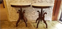 Lot of 2 Victorian Style  Marble Top Accent Tables