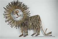 Mid Century Metal Lion Wall Sculpture- Signed