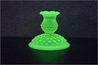 Fenton Vaseline Glass Hobnail Candle Holder