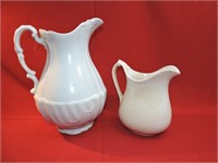 Two Vintage White and Cream Pitchers