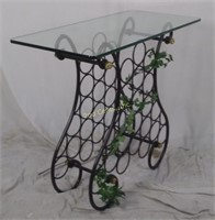 Decorative Glass Top Metal Wine Rack