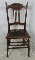 Antique Solid Wood Carved Back Chair
