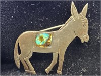 Sterling .925 & Abalone Donkey Brooch