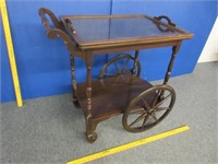 antique serving cart with glass tray top