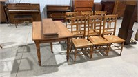 Antique Oak Dining Table and 6 Chairs