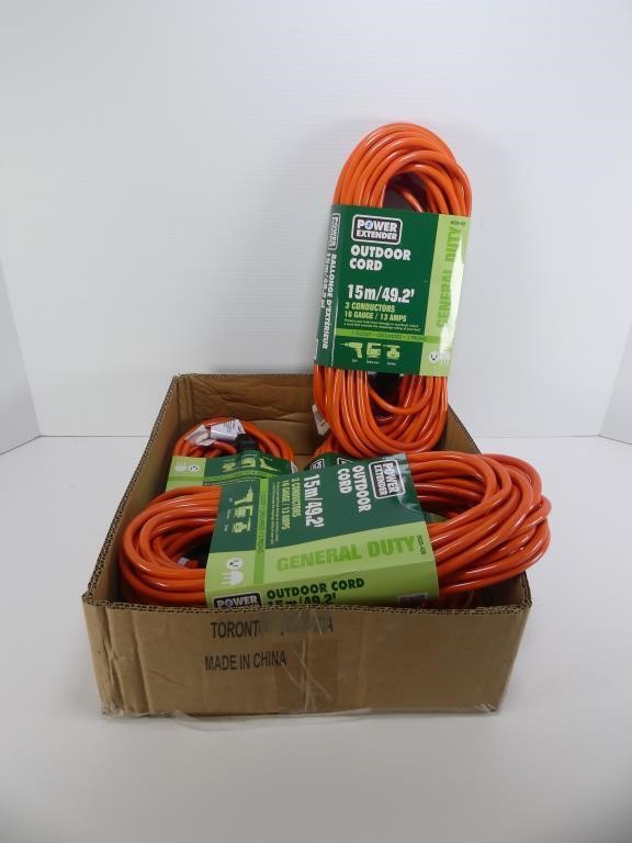 4 POWER EXTENDER 15M OUTDOOR CORDS