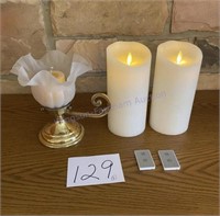 Candleholder and two battery operated candles