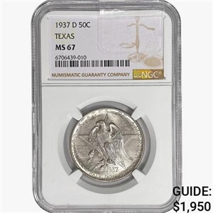 1937-D Texas Half Dollar NGC MS67